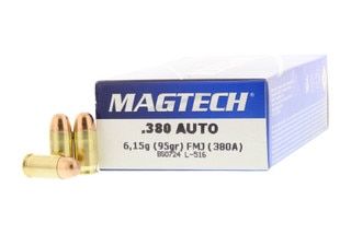 The Magtech 380 ACP Ammo features a 95 grain full metal jacket bullet